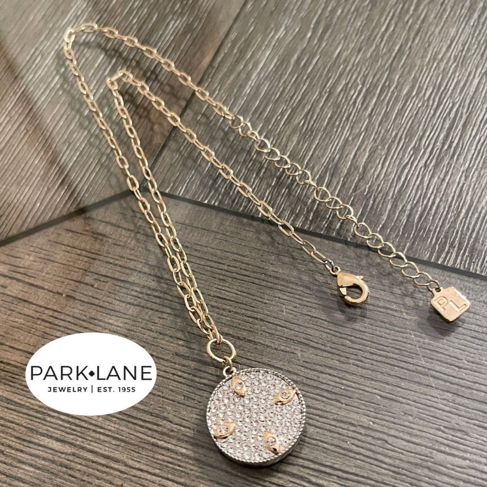 Park Lane Lennox Necklace Crystal Pave Round Pendant Necklace - Two-tone Jewelry
